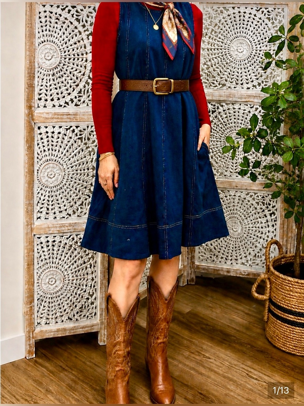 JADE by JANE 100% Cotton sleeveless swing dress w/pockets